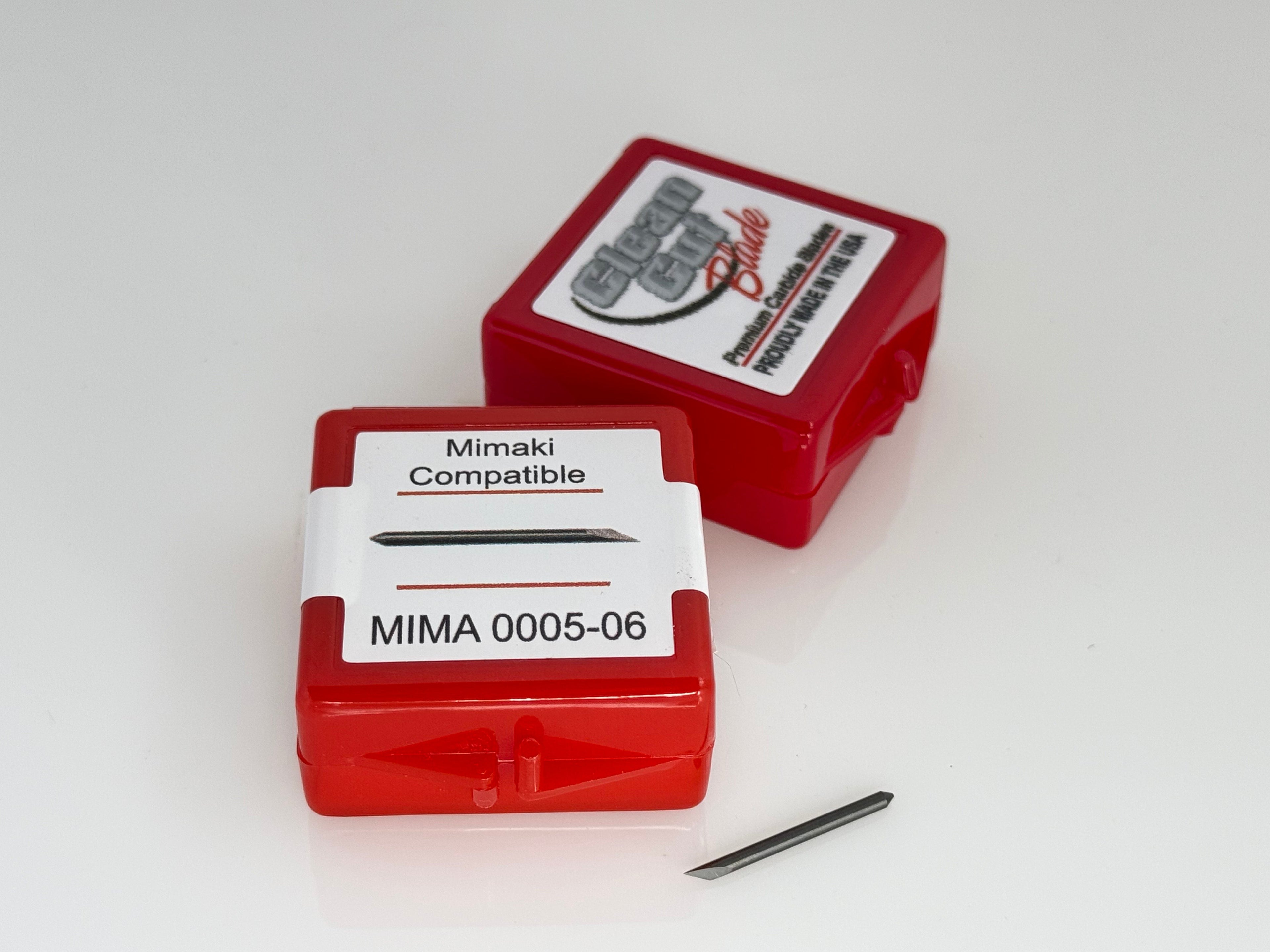 Two red boxes and a mimaki blade in front